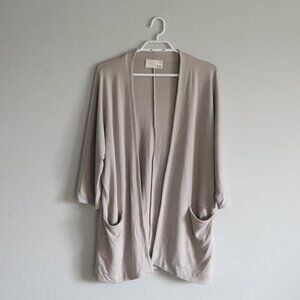 Wilfred Free Women's Grey Sz S Relaxed Open Front Jersey Knit Stretch‎ Cardigan